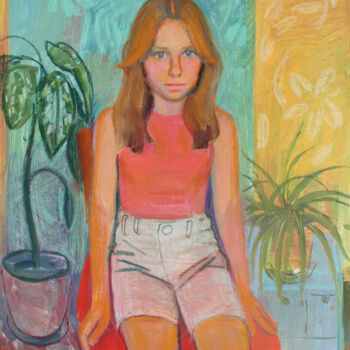 Painting titled "Summer portrait of…" by Polina Malidovskaia, Original Artwork, Oil