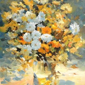Painting titled "Summer bouquet/летн…" by Maligin, Original Artwork, Oil