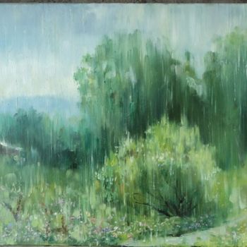 Painting titled "Rain noise/шум дождя" by Maligin, Original Artwork, Oil