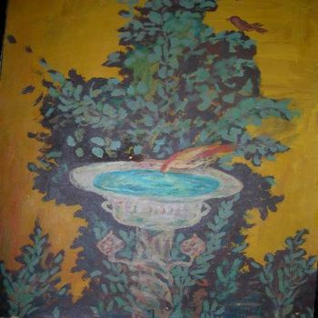 Peinture intitulée "La Fontaine" par Malika Haddad, Œuvre d'art originale