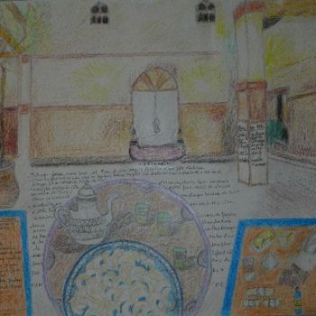Pintura intitulada "Riad" por Malika Haddad, Obras de arte originais