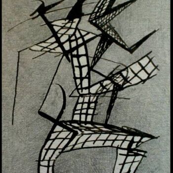 「Dad Tower」というタイトルの描画 Michel Maquaireによって, オリジナルのアートワーク, インク