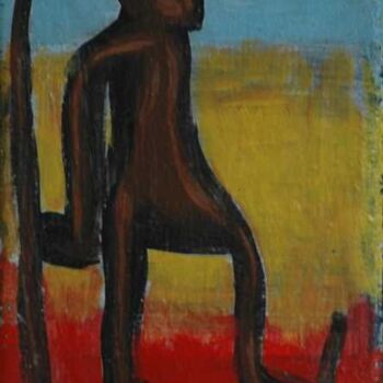 Pittura intitolato "Mali wood" da Michel Maquaire, Opera d'arte originale, Olio