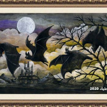 Painting titled "Dark bats" by Malik Bennouar, Original Artwork, Acrylic