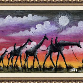 Schilderij getiteld "Giraffes" door Malik Bennouar, Origineel Kunstwerk, Acryl