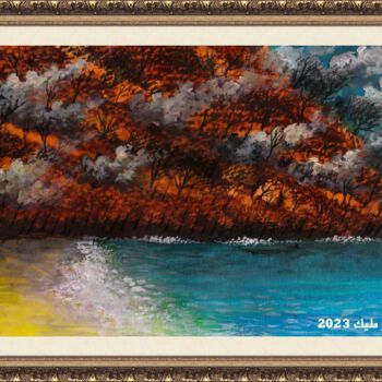 Peinture intitulée "Fire Beach" par Malik Bennouar, Œuvre d'art originale, Acrylique