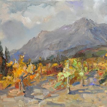 Картина под названием "Осенний виноградник" - Малила Писаренко, Подлинное произведение искусства, Масло