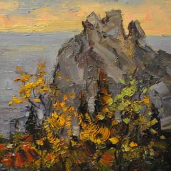 Картина под названием "Осенняя скала" - Малила Писаренко, Подлинное произведение искусства, Масло