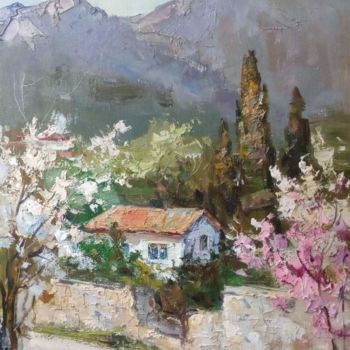 Картина под названием "Весна в горах" - Малила Писаренко, Подлинное произведение искусства, Масло
