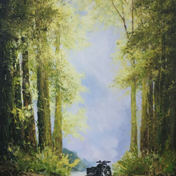 Schilderij getiteld "Solitude" door Malinga Kumarasinghe, Origineel Kunstwerk, Acryl Gemonteerd op Frame voor houten brancard