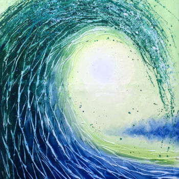Картина под названием "Crashing Wave" - Malinga Kumarasinghe, Подлинное произведение искусства, Акрил Установлен на Деревянн…
