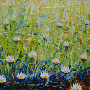 Painting titled "Army of Water Lilies" by Malinga Kumarasinghe, Original Artwork, Acrylic Mounted on Wood Stretcher frame