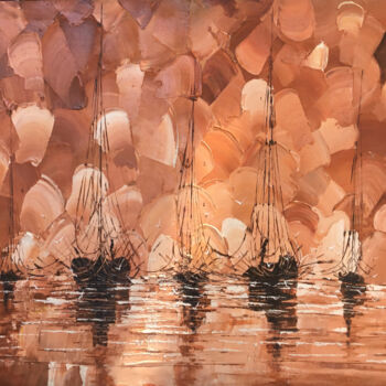 Картина под названием "Pastel Sunsets by t…" - Malinga Kumarasinghe, Подлинное произведение искусства, Акрил Установлен на Д…