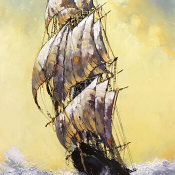 Painting titled "Set sail in to the…" by Malinga Kumarasinghe, Original Artwork, Acrylic Mounted on Wood Stretcher frame