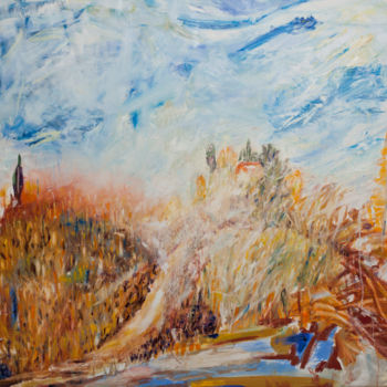 Pittura intitolato "The hills 2" da Malka Jacobov Zamir, Opera d'arte originale, Olio