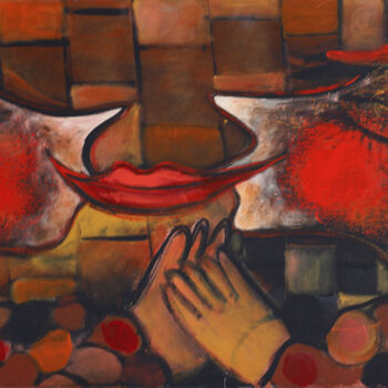 Pintura intitulada "A Kiss" por Malka Tsentsiper, Obras de arte originais, Acrílico