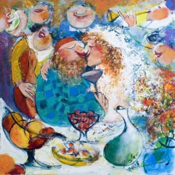Schilderij getiteld "The Wedding Swirl" door Malka Tsentsiper, Origineel Kunstwerk