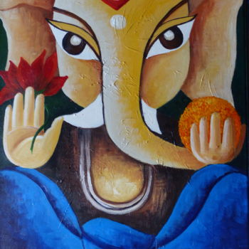 Malerei mit dem Titel "Ganesh - The Savior" von Mallika Seth, Original-Kunstwerk, Acryl