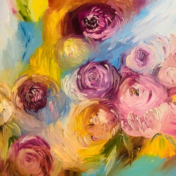 Painting titled "Roses" by Kateryna Yani, Original Artwork, Oil
