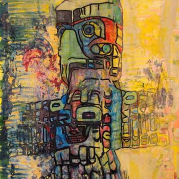 Peinture intitulée "Totem surpris" par Malo Vanson, Œuvre d'art originale, Acrylique