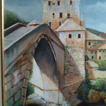 Ζωγραφική με τίτλο "Pont de Mostar" από Jean Chuberre, Αυθεντικά έργα τέχνης