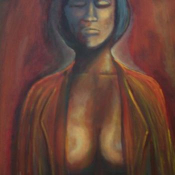 Painting titled "femme rouge" by Jean Chuberre, Original Artwork