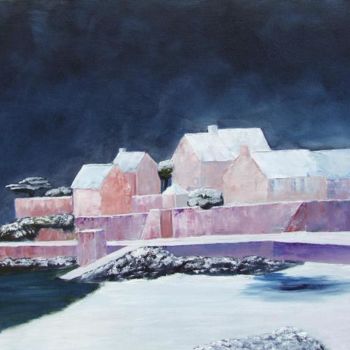 Schilderij getiteld "Port breton sous la…" door Jean Chuberre, Origineel Kunstwerk