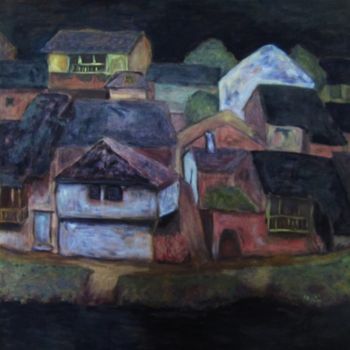 Painting titled "Night on Spanish Vi…" by Malu Ribeiro, Original Artwork, Oil