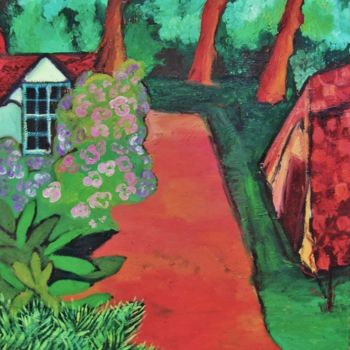 Painting titled "Summer in the Garden" by Malu Ribeiro, Original Artwork, Oil