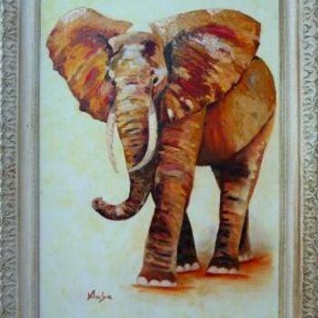 Pittura intitolato "l'Elephant soleil" da Malya, Opera d'arte originale