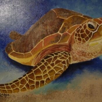 Painting titled "Tortue" by Malya, Original Artwork