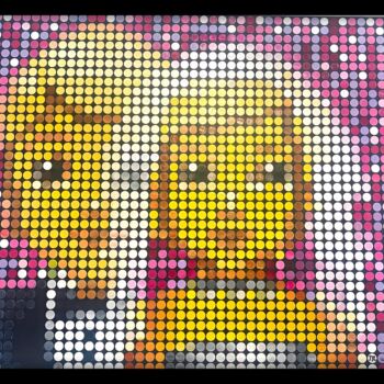 Schilderij getiteld "“Wedding Pop Emoji"…" door Mamà Dots Roma, Origineel Kunstwerk, Olie Gemonteerd op Frame voor houten br…