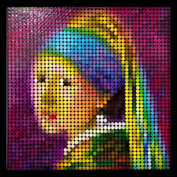 Pintura titulada "“Dots earring girl”" por Mamà Dots Roma, Obra de arte original, Oleo Montado en Bastidor de camilla de mad…