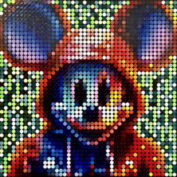 Schilderij getiteld ""Mysterious Mickey"…" door Mamà Dots Roma, Origineel Kunstwerk, Olie Gemonteerd op Frame voor houten br…