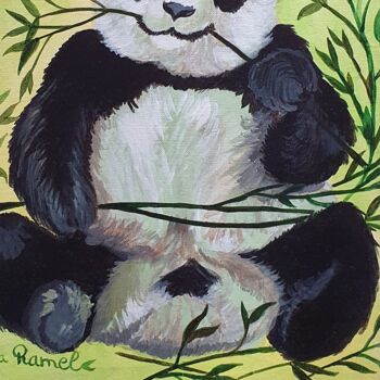Pintura intitulada "panda" por Maman Aigle, Obras de arte originais, Acrílico