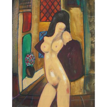 Malarstwo zatytułowany „Nude - amamede´s mi…” autorstwa Amamede, Oryginalna praca, Olej