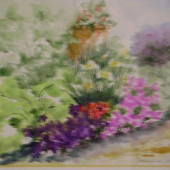 Peinture intitulée "Le jardin d'Annie" par Mamija, Œuvre d'art originale