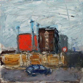 Картина под названием "Завод и знак" - Мария Мамкаева, Подлинное произведение искусства, Масло