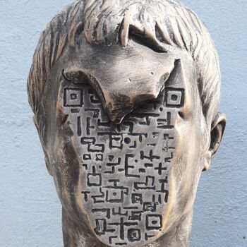 Sculptuur getiteld ""QR Identity"" door Mammad Rashidov, Origineel Kunstwerk, Gips