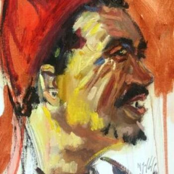Pintura intitulada "portrait" por El Mamoune Alaoui Jamali, Obras de arte originais
