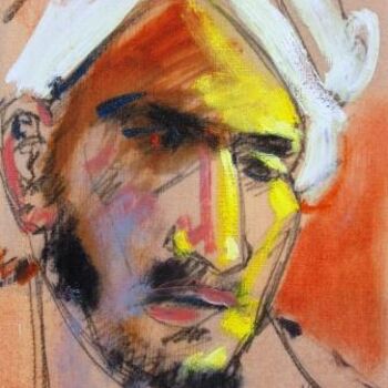 Painting titled "portrait" by El Mamoune Alaoui Jamali, Original Artwork