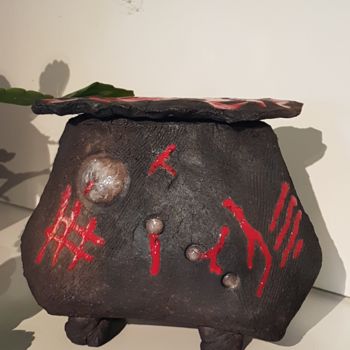 Sculpture titled "pot magique" by France Lemaitre, Original Artwork, Ceramics
