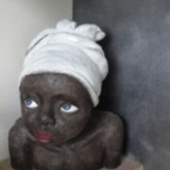 Escultura titulada "Enfant noire" por France Lemaitre, Obra de arte original