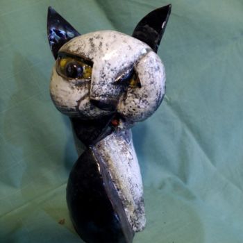 Sculpture titled "chat in" by France Lemaitre, Original Artwork, Ceramics