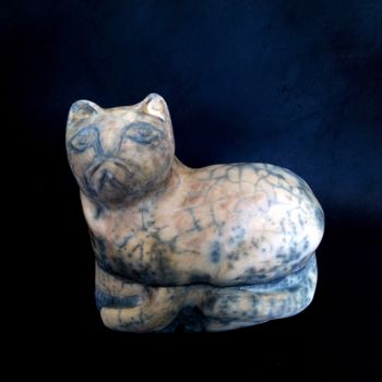 Sculpture titled "CHAT NU" by France Lemaitre, Original Artwork, Ceramics