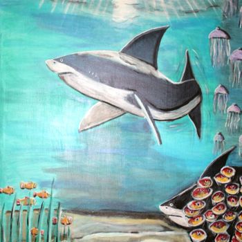 Malerei mit dem Titel "Unterwasserwelt" von Mamu, Original-Kunstwerk, Öl