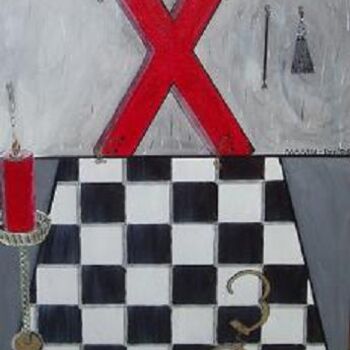 Malerei mit dem Titel "Andreaskreuz" von Mamu, Original-Kunstwerk, Öl