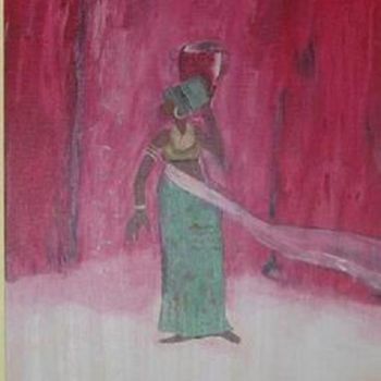 Malerei mit dem Titel "Afrikanerin" von Mamu, Original-Kunstwerk, Öl