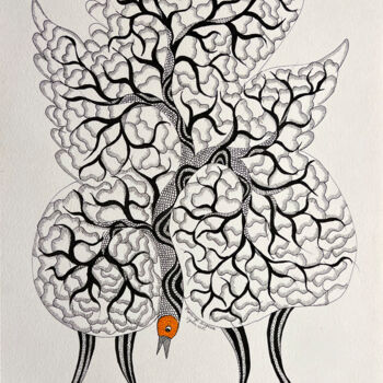 Peinture intitulée "Watching Tree" par Man Singh Durga Bai Vyam, Œuvre d'art originale, Acrylique