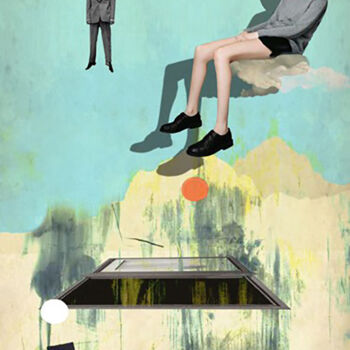 Digital Arts titled "Suspension - JALAL…" by Manar Ali Hassan, Original Artwork, Digital Collage Mounted on Wood Stretcher f…
